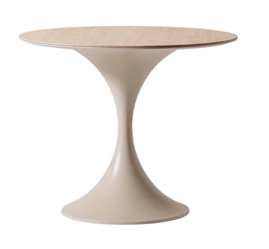 T0506 Runder Esstisch in Creme und Eiche