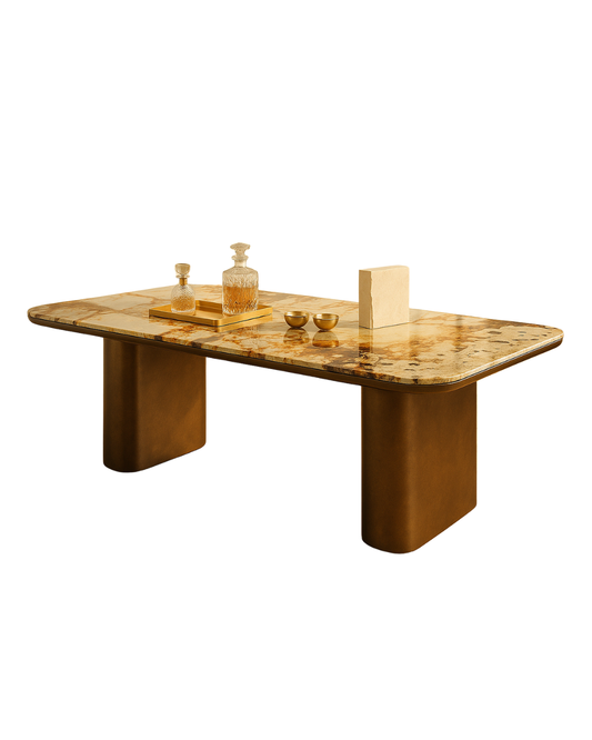 T2027 Rechteckiger Tisch mit goldenen Akzenten