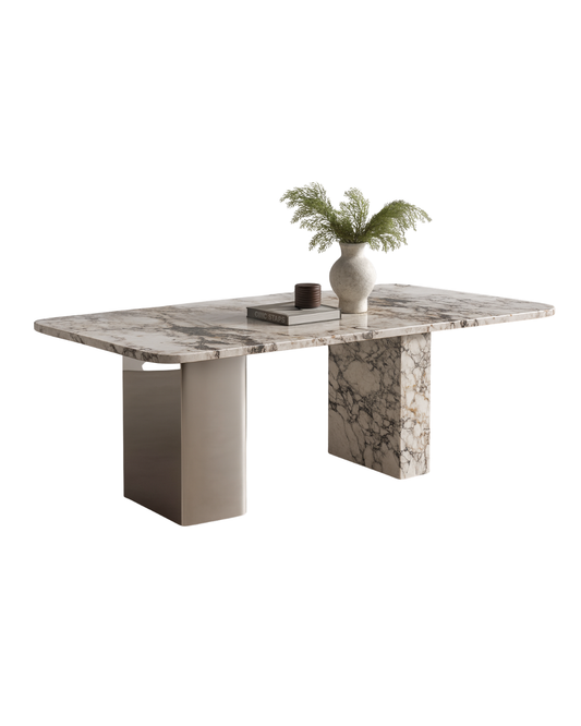 T2030 Esstisch mit Marmor und Stahl kombiniert