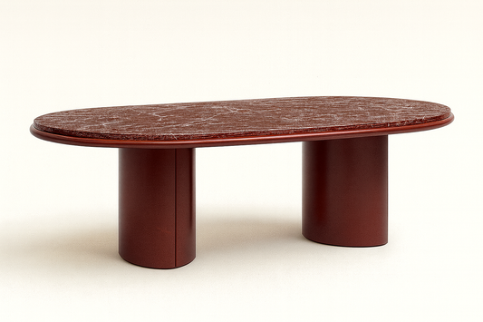 T2038 Esstisch in Dunkelrot mit Steinplatte
