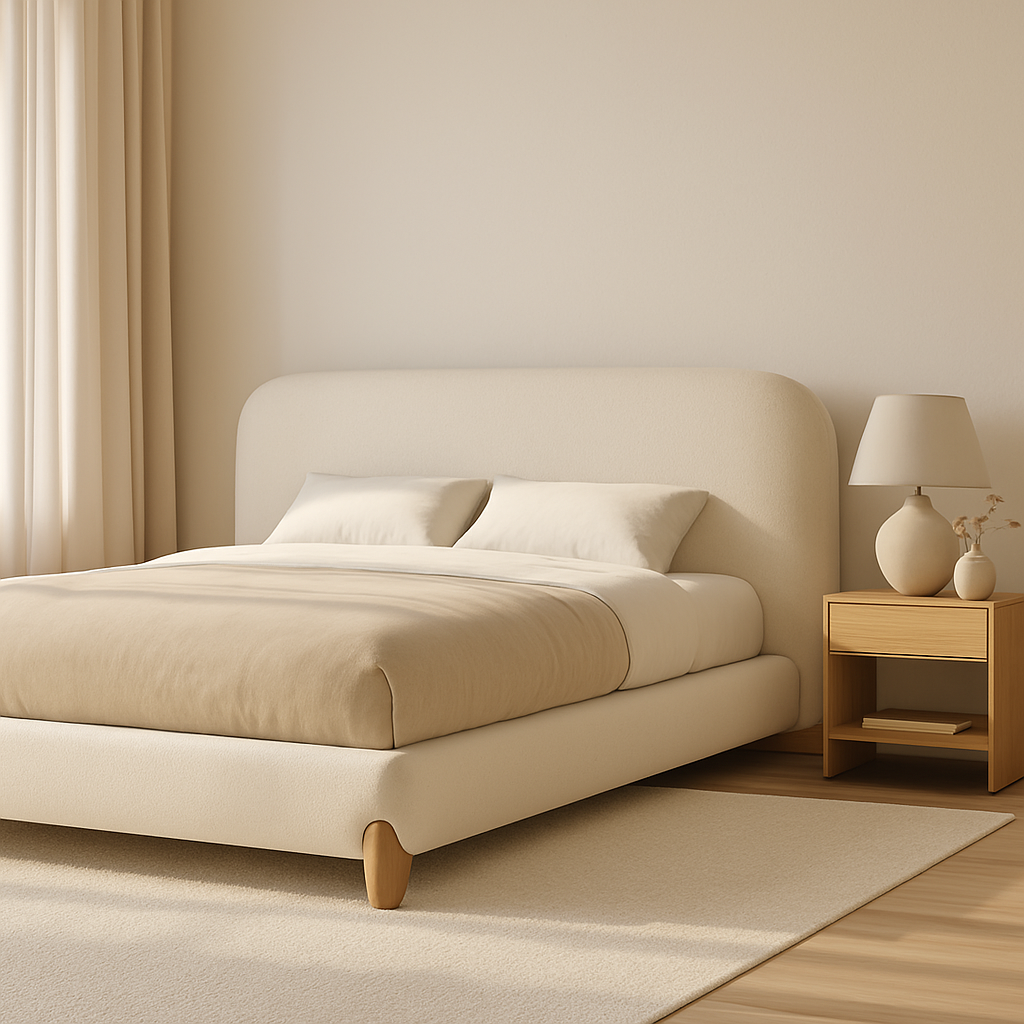 B2007 Stoffbett mit Holzfüess