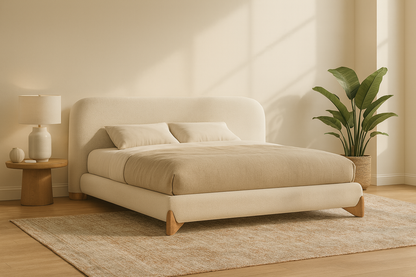 B2007 Stoffbett mit Holzfüess