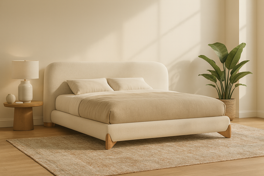 B2007 Stoffbett mit Holzfüess