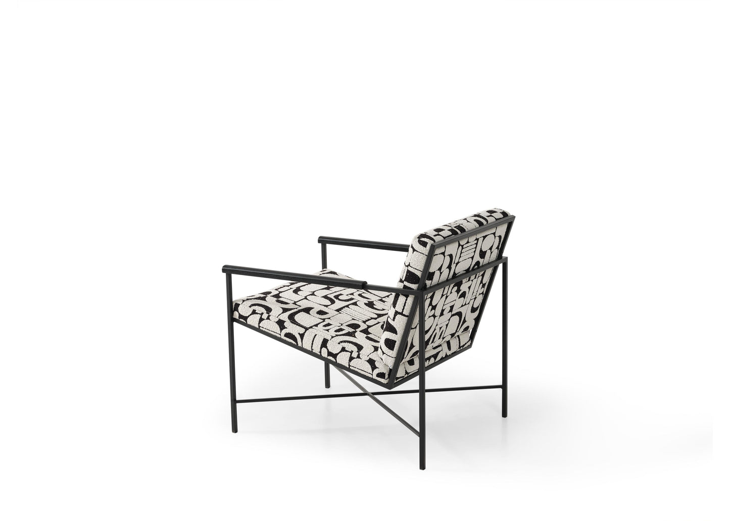 A0123 Metallstuhl mit grafischem Stoff