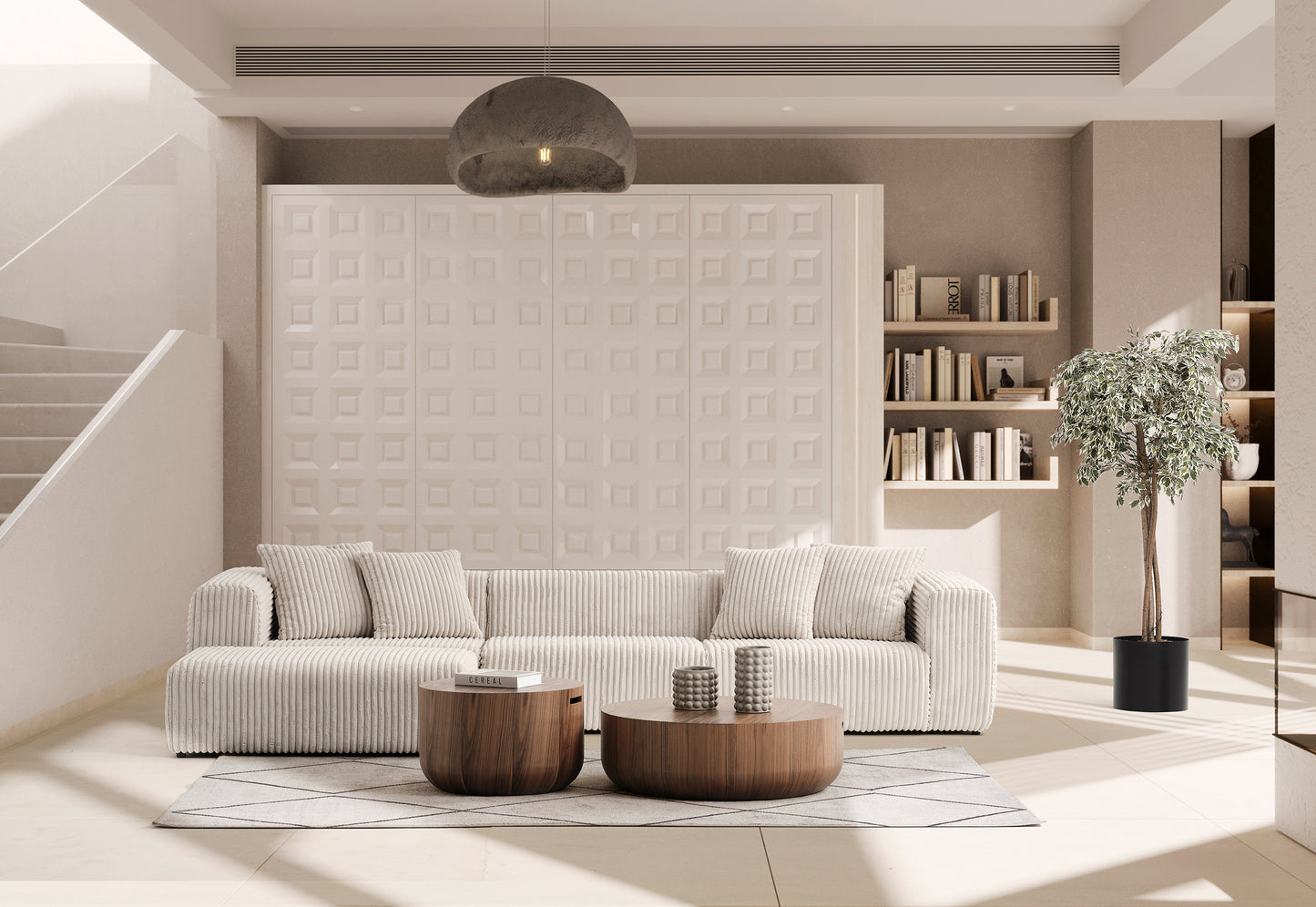 S0105 Cord-Stoffsofa in Beige