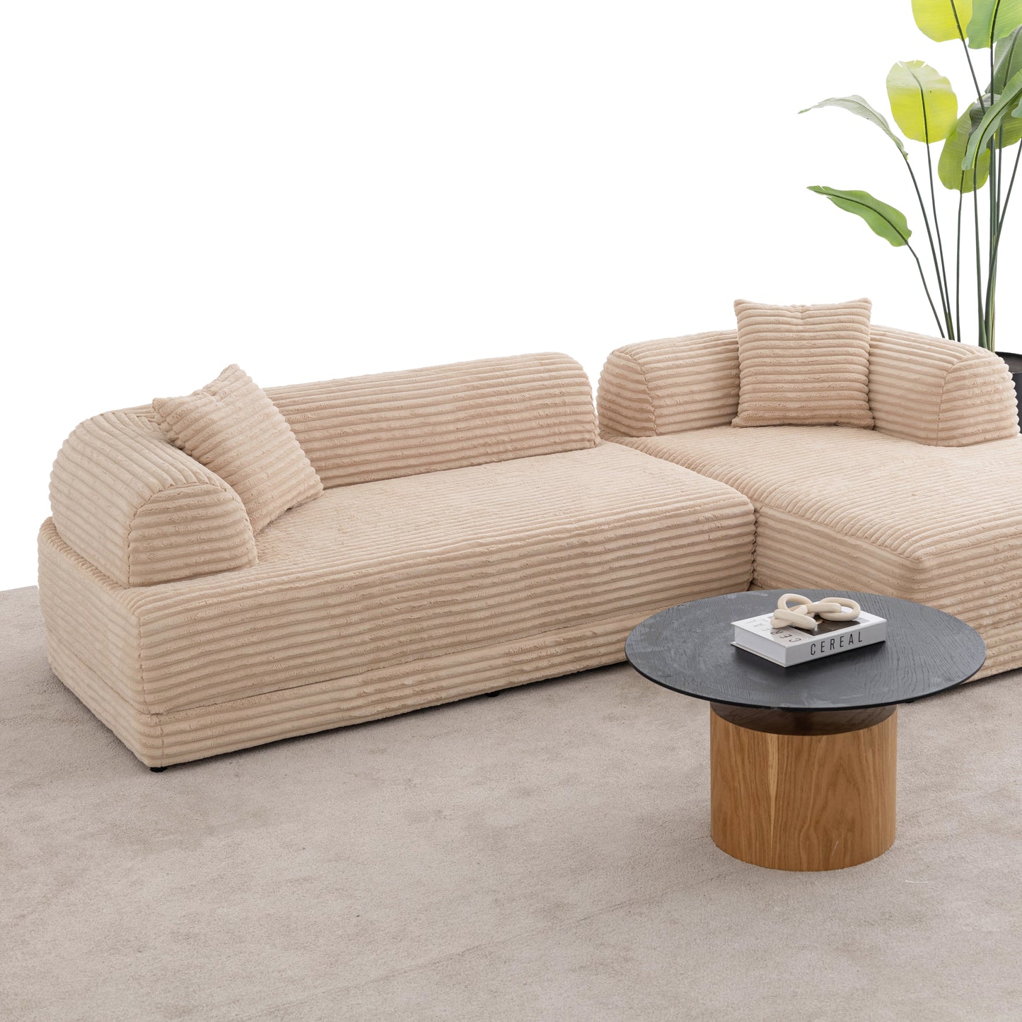 S0106 Ecksofa aus Feincord-Stoff