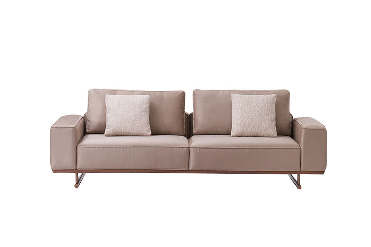 S0601 Stoffsofa mit Holz- und Metalldetail