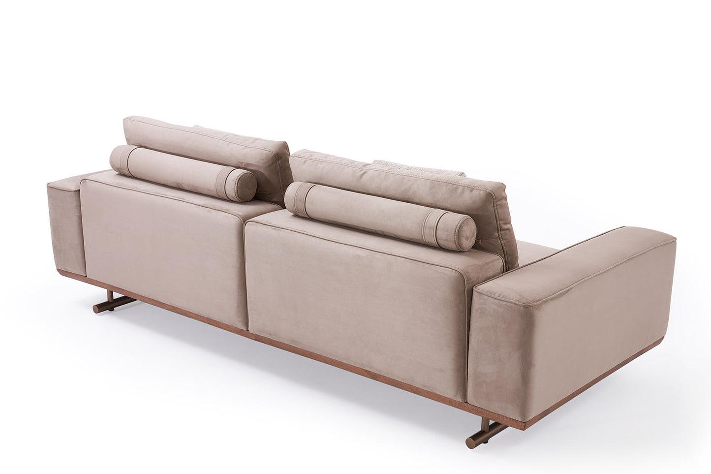 S0601 Stoffsofa mit Holz- und Metalldetail