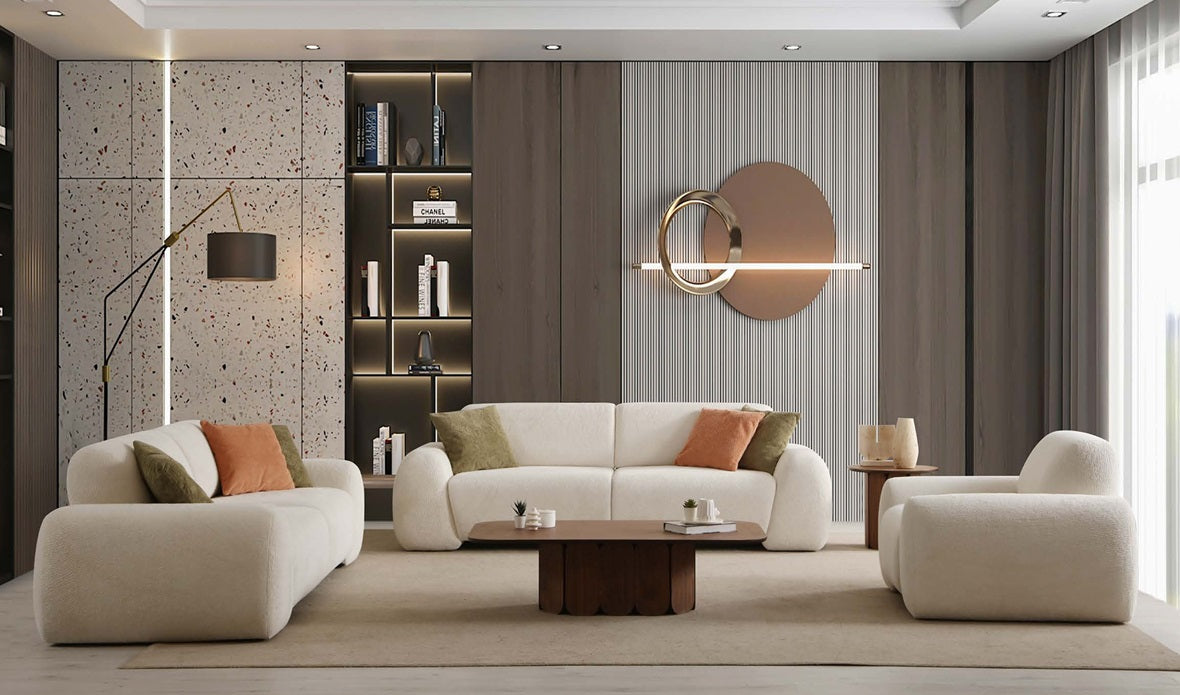 S0703 Gemütlichs Bouclé-Sofa