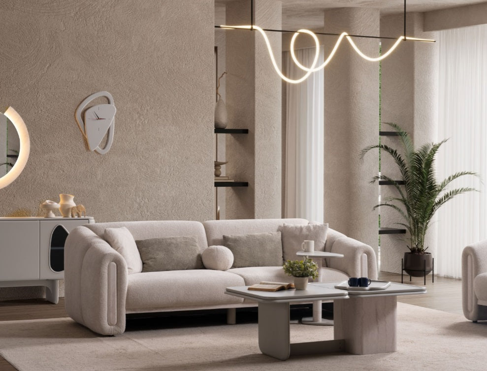 S0801 Sofa aus Bouclé-Stoff