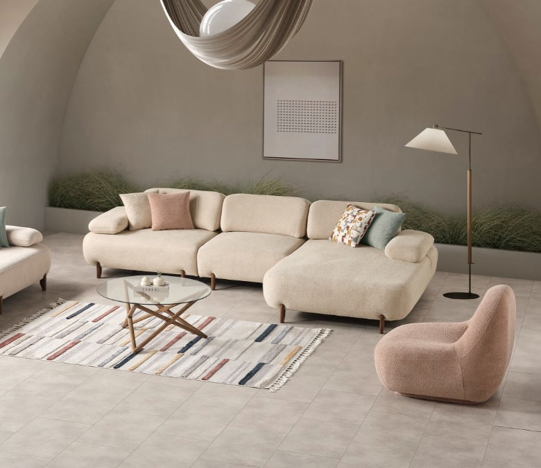 S1101 Ecksofa aus Bouclé-Stoff