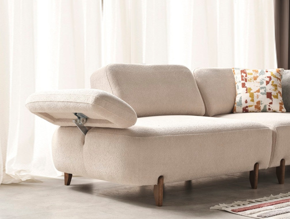 S1101 Ecksofa aus Bouclé-Stoff
