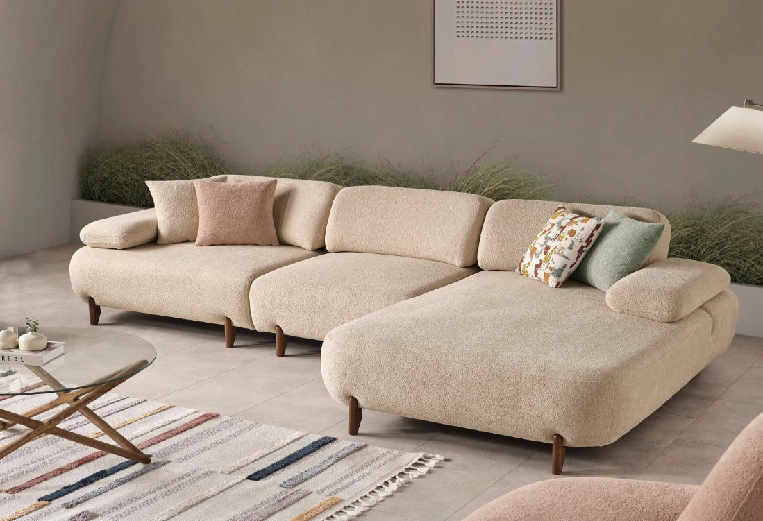 S1101 Ecksofa aus Bouclé-Stoff