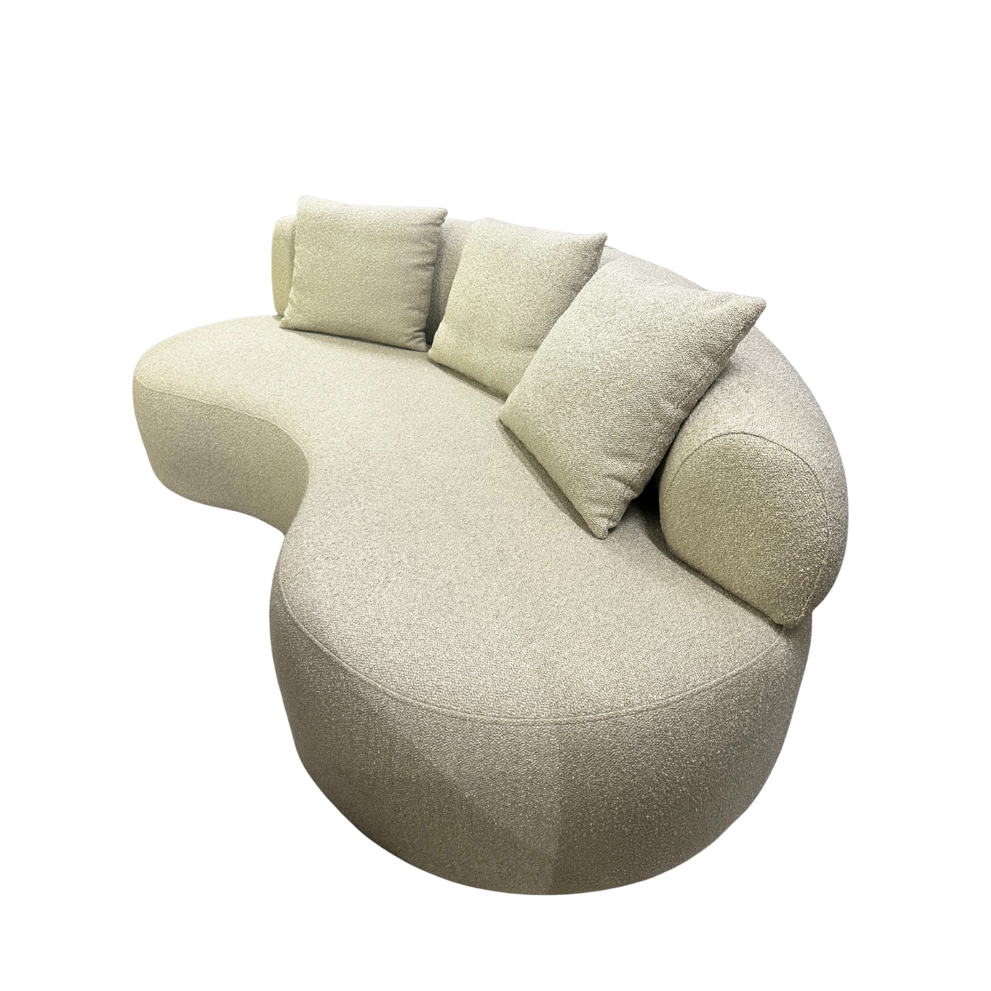 S2018 Bouclé-Sofa mit geschwungener Form