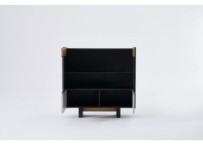 SB1204 Anrichte in Schwarz, Grau & Messing