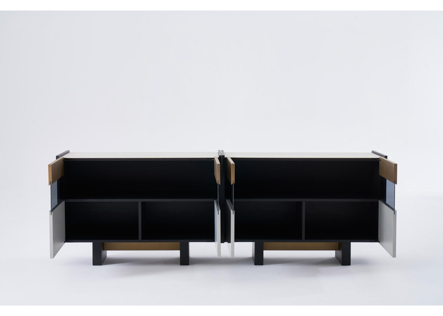 SB1203 Anrichte in Schwarz, Grau & Messing