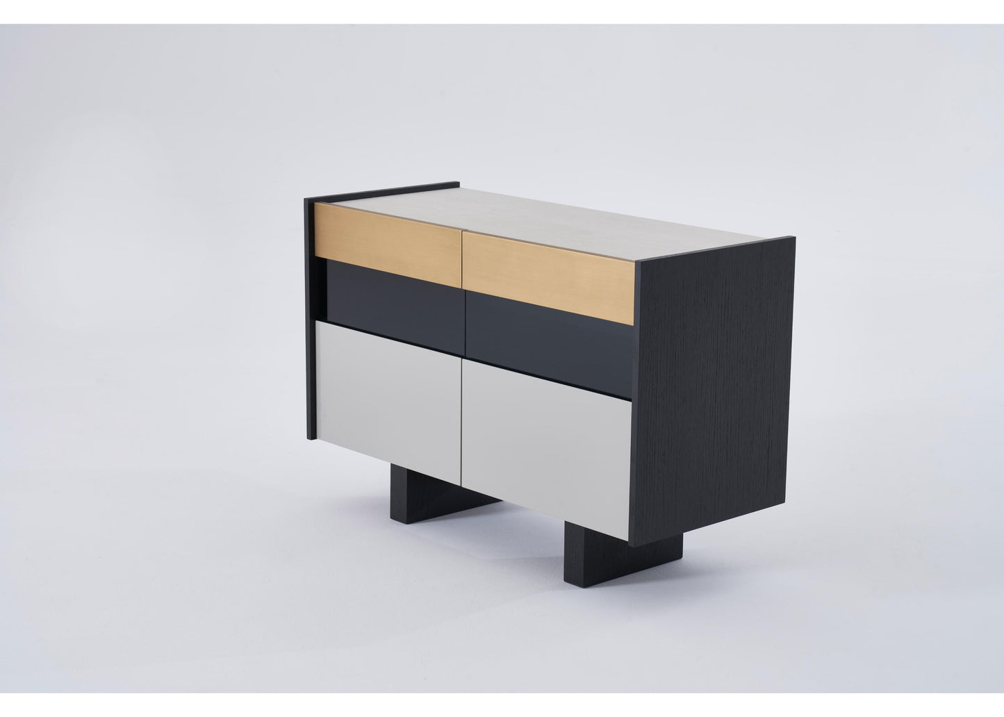 SB1203 Anrichte in Schwarz, Grau & Messing