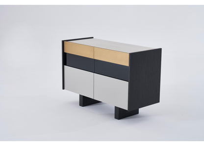 SB1203 Anrichte in Schwarz, Grau & Messing