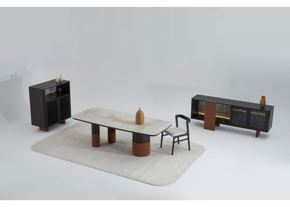 SB1207 Sideboard mit Glas und Lederakzenten