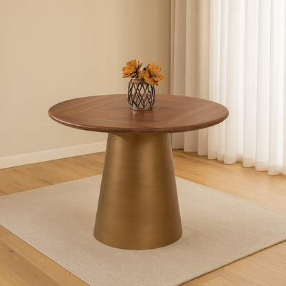 T1401 Tisch in Nussbaum und Bronze