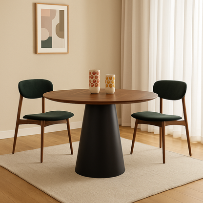 T1402 Runder Tisch aus Nussbaumholz