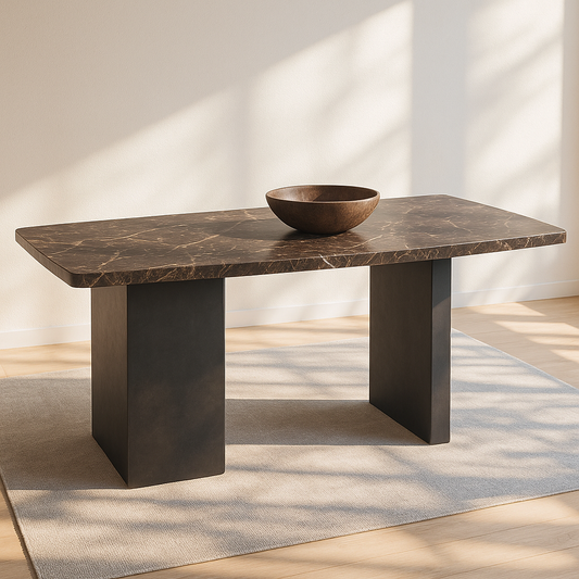 T2008 Esstisch mit dunkler Marmorplatte