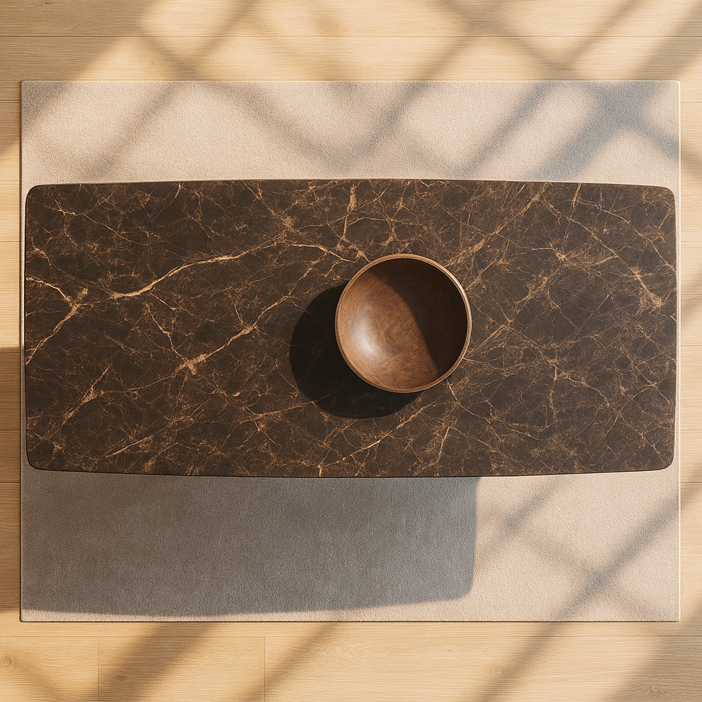 T2008 Esstisch mit dunkler Marmorplatte