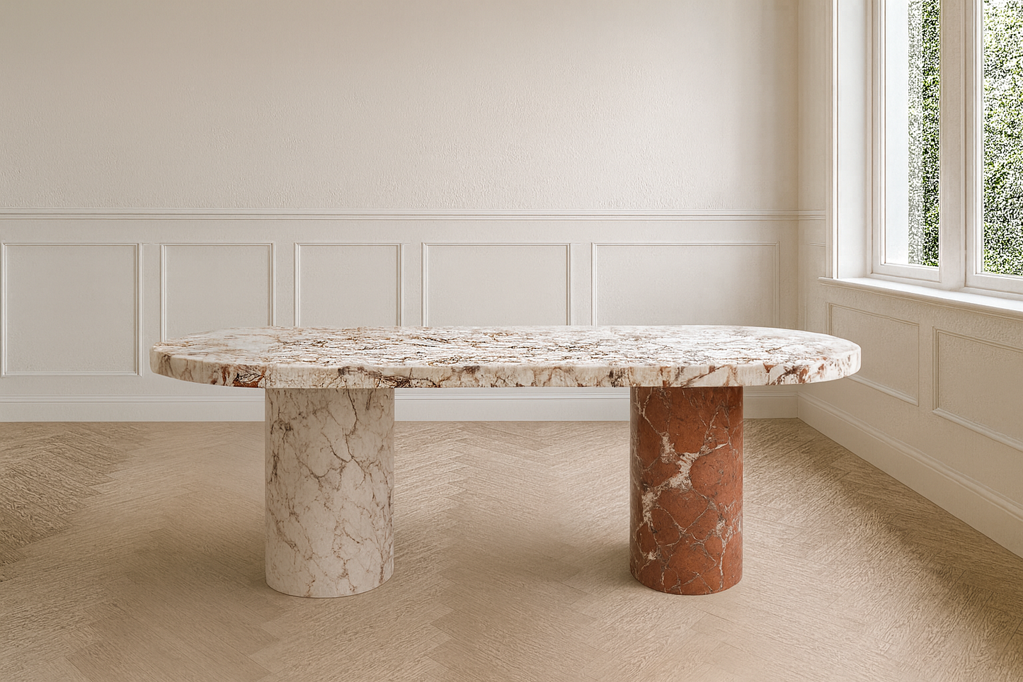 T2011 Esstisch aus zweifarbigem Marmor