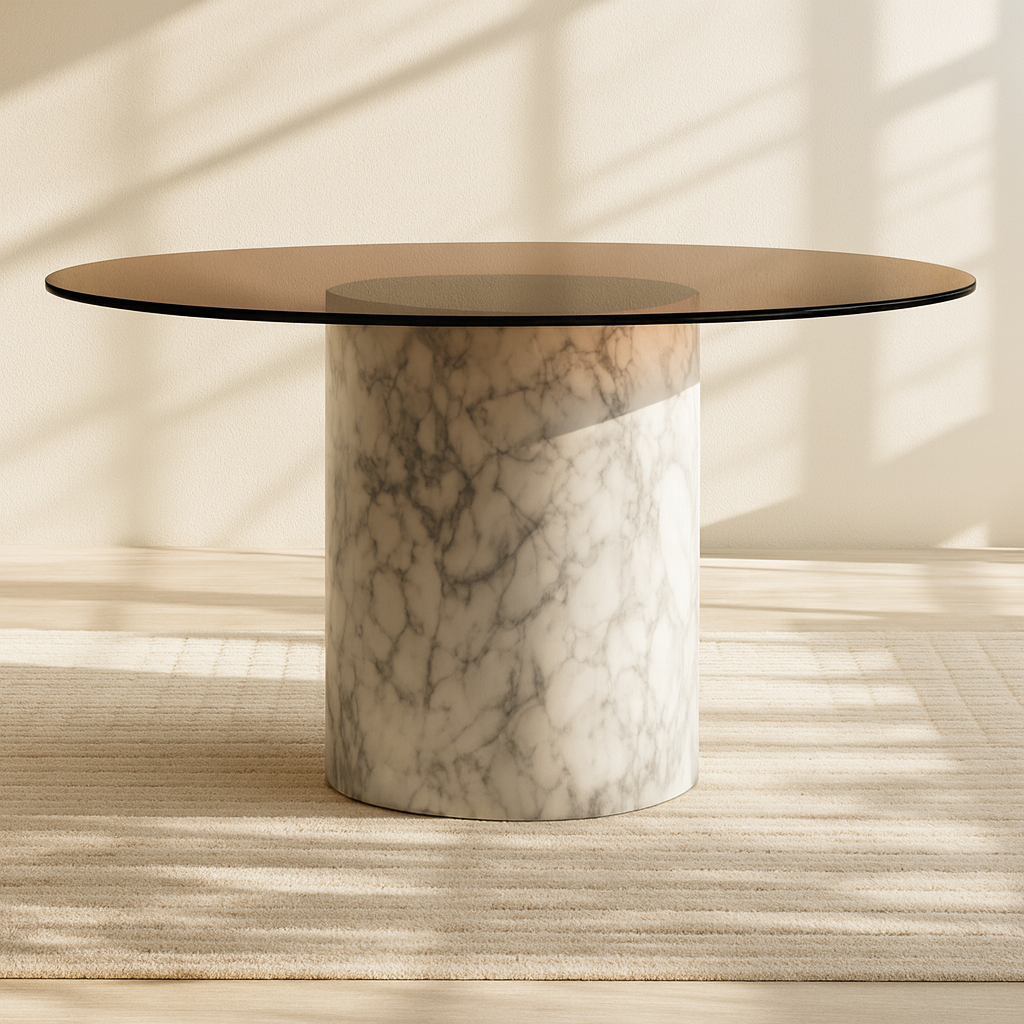 T2014 Esstisch aus Glas und Marmor