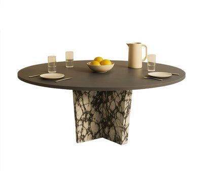 T2018 Runder Tisch mit schwarzer Platte