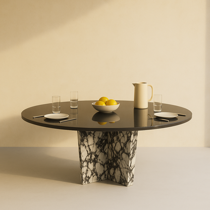 T2019 Glänzender schwarzer Rundtisch