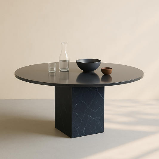 T2020 Dunkelblauer runder Esstisch