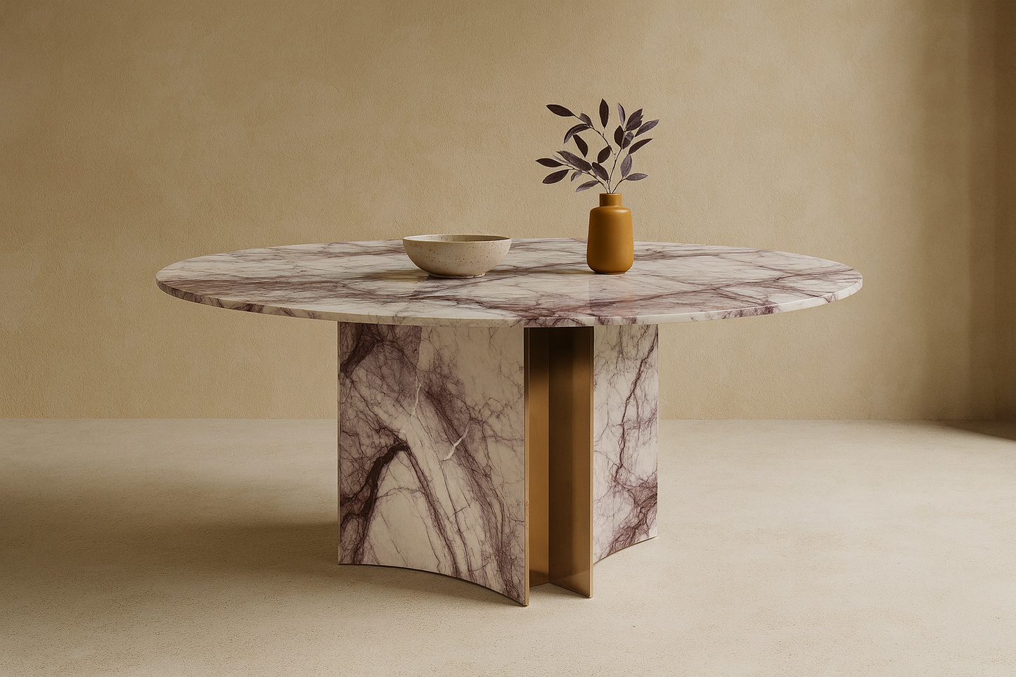 T2022 Runder Esstisch mit Marmorstruktur