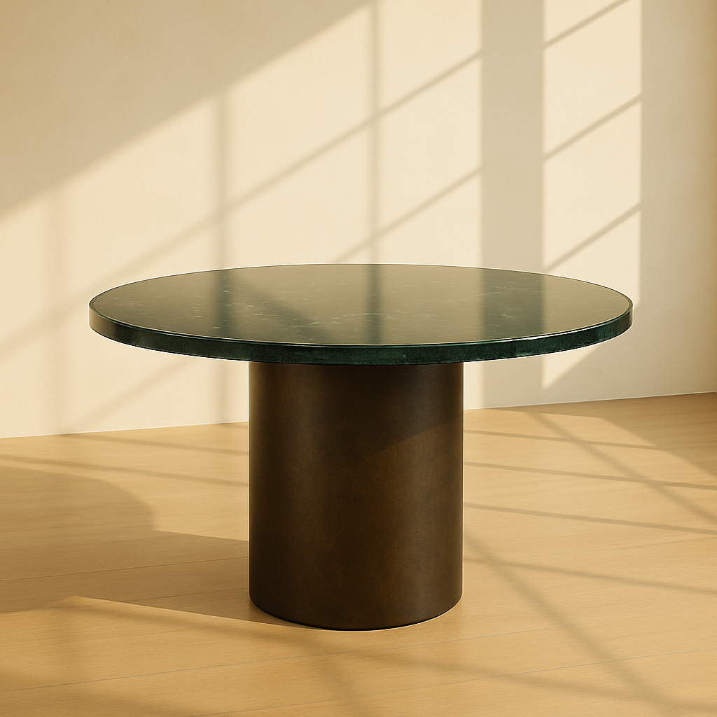 T2023 Runder Tisch mit grüner Marmorplatte