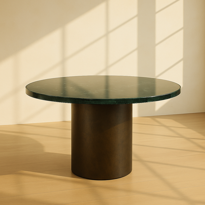 T2023 Runder Tisch mit grüner Marmorplatte