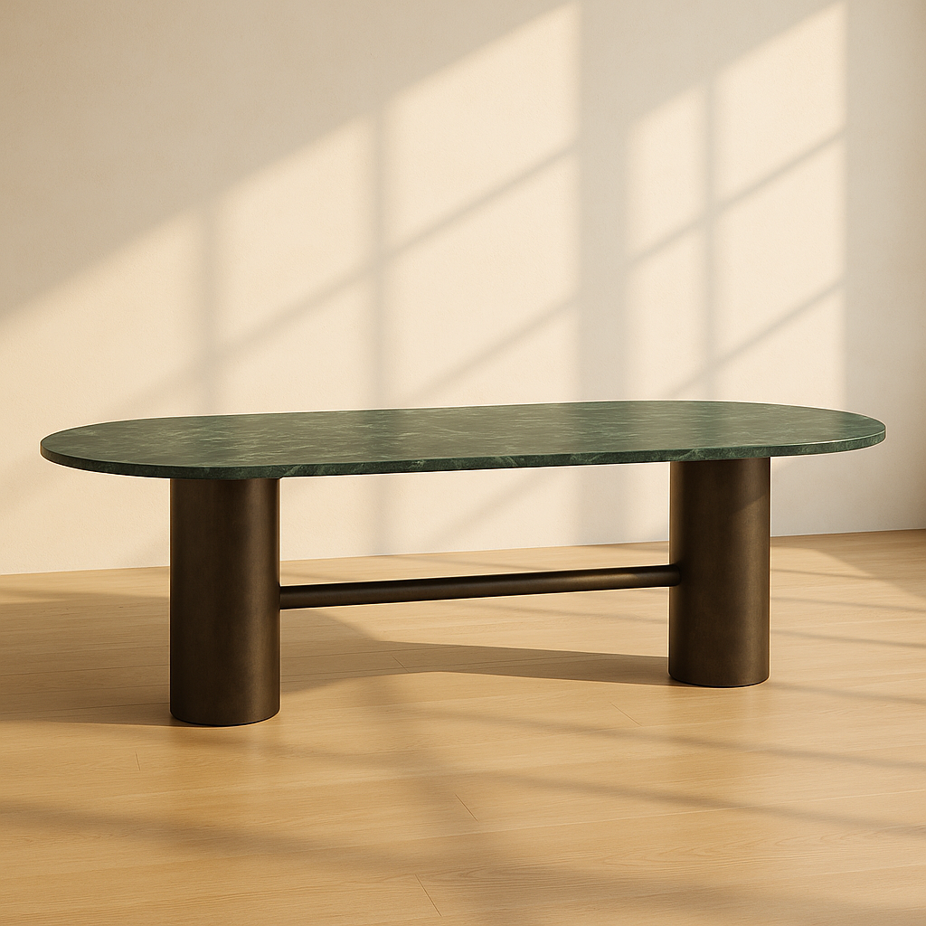 T2024 Ovaler Tisch in Grün und Bronze