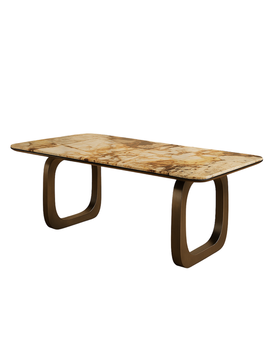 T2028 Rechteckiger Tisch mit bronzenem Gestell