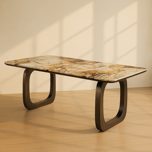 T2028 Rechteckiger Tisch mit bronzenem Gestell
