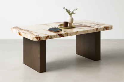T2031 Tisch aus Onyx und Massivholz