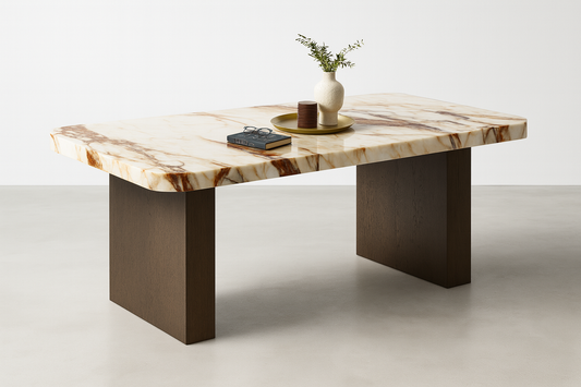 T2031 Tisch aus Onyx und Massivholz