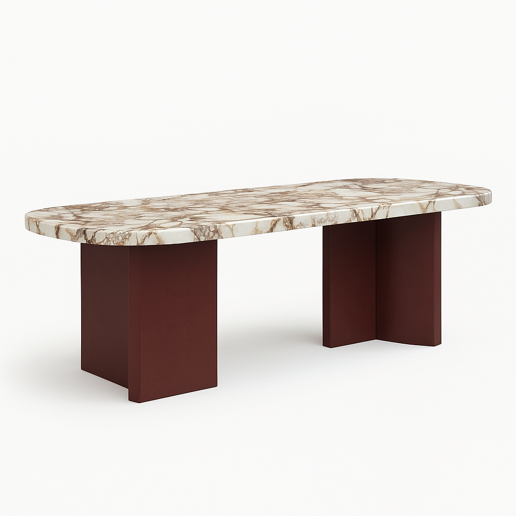 T2037 Esstisch mit Bordeaux-Akzenten