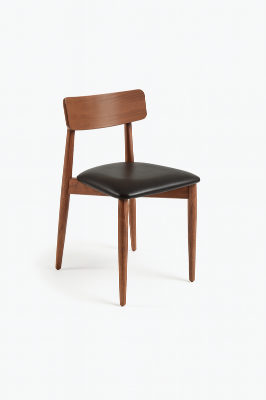 C0310 Stuhl mit Holzrücken und Ledersitz