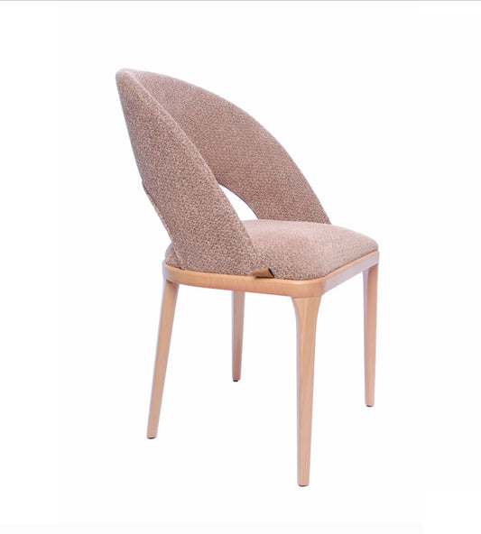 C0307 Bouclé-Stuhl mit geschwungener Rückenlehne