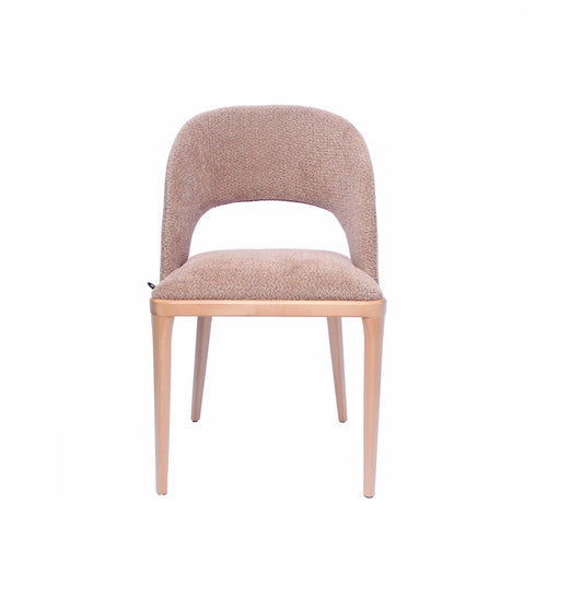 C0307 Bouclé-Stuhl mit geschwungener Rückenlehne