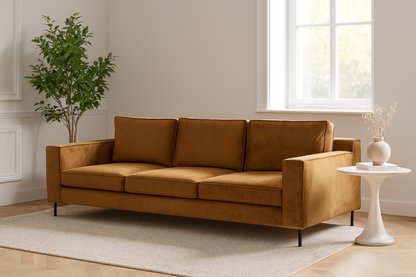 S016 Samtsofa mit drei Sitzplätzen