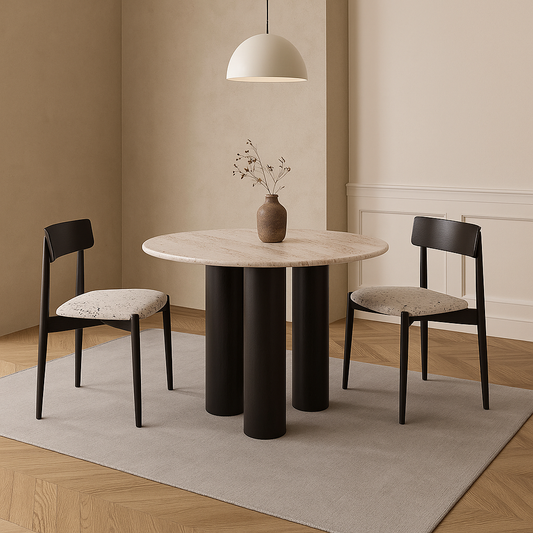 T0101 Runder Travertin-Esstisch