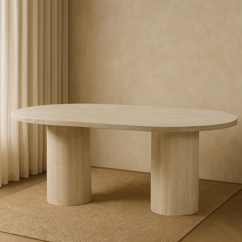 T1504 Esstisch aus Travertinstein