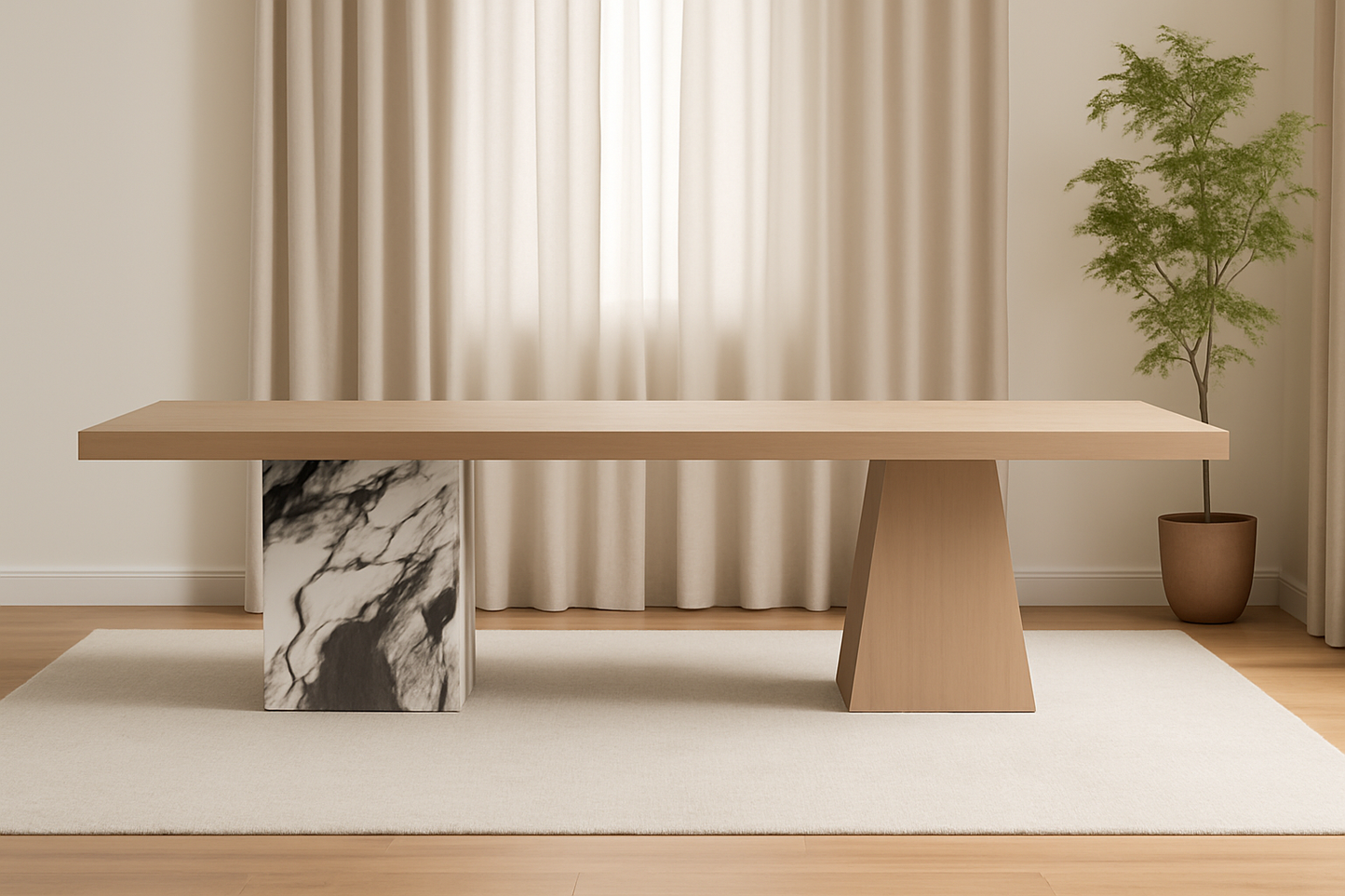 T2015 Esstisch aus Holz und Marmor