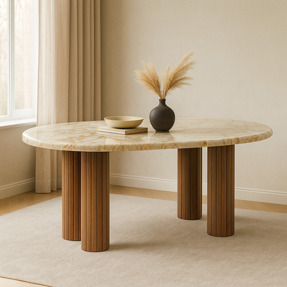 T2032 Ovaler Tisch in Naturtönen