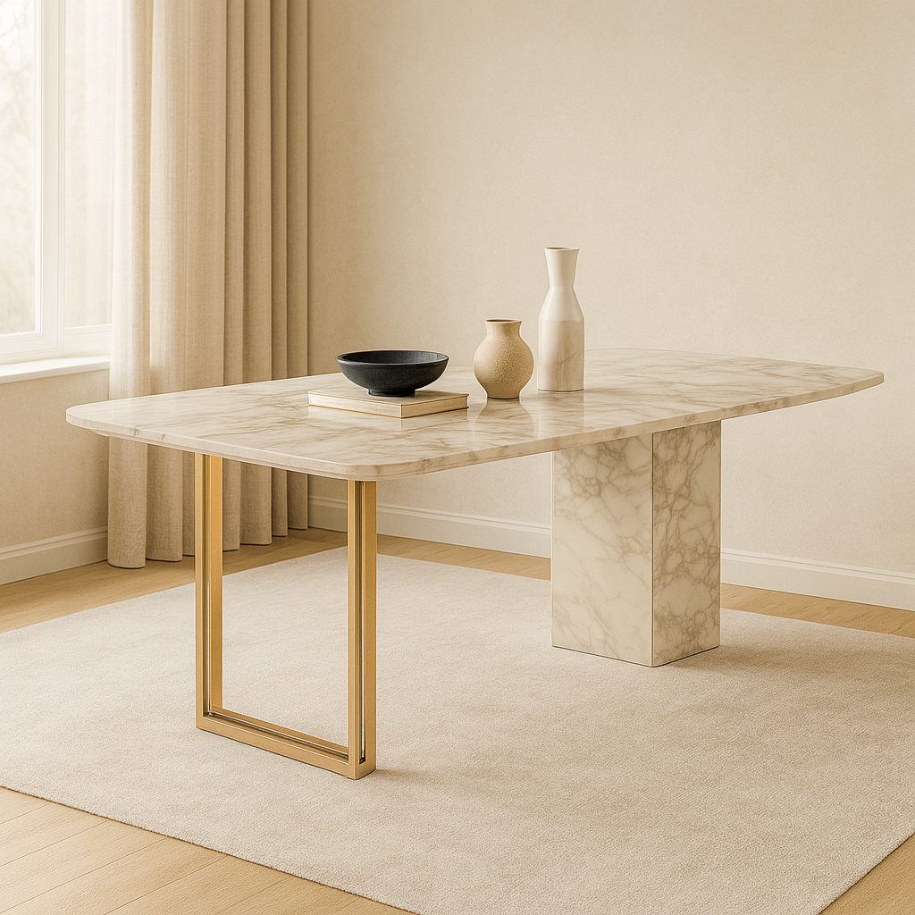 T2033 Esstisch mit goldenen Akzenten